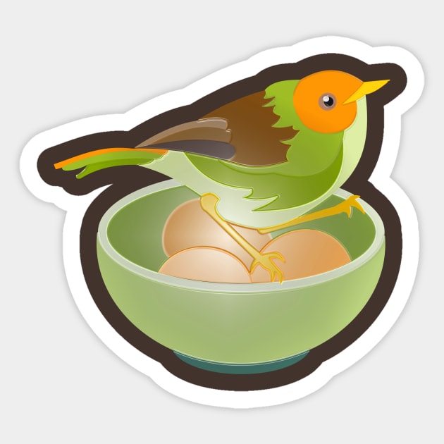 Bird Nesting on Eggs Sticker by evisionarts